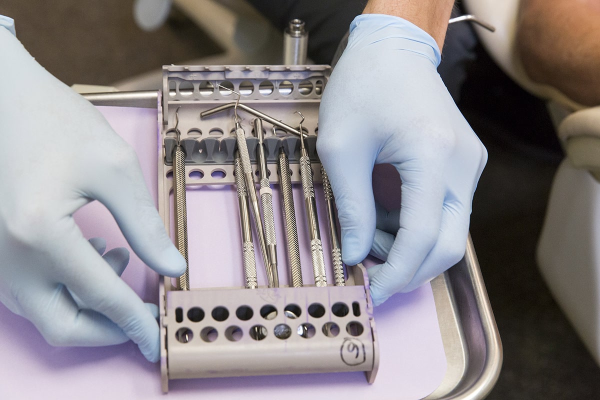 a closeup of dental tools