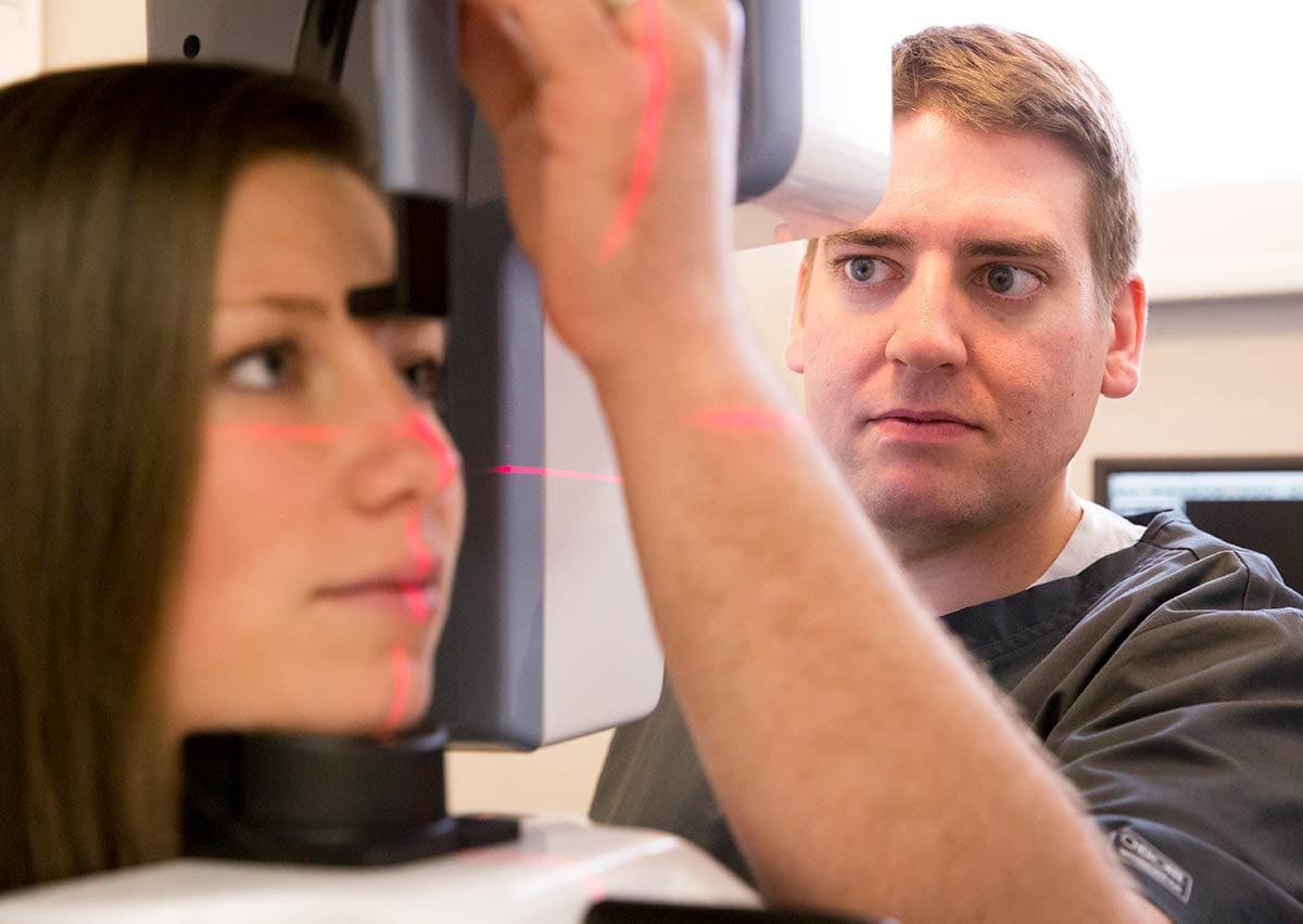 A girl getting an X-Ray